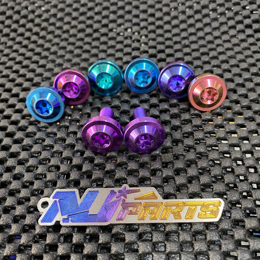 BAUT TITANIUM SET TAMENG KNALPOT isi 2 pcs , pnp untuk motor beat, scoopy, vario, nmax, aerox, genio