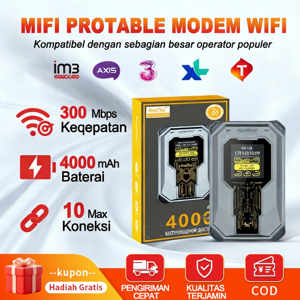 4000mah Modem Wifi 5G all operator 300Mbps Router WiFi 4G LTE Portable Mini Mifi Telkomsel 10 Perang