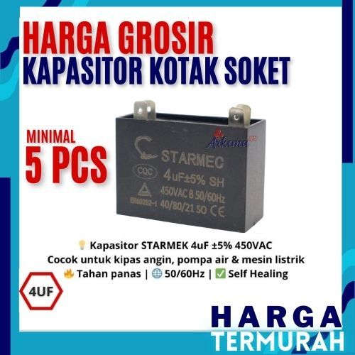 GROSIR KAPASITOR KOTAK SOKET 4uf | KAPASITOR FAN | KAPASITOR POMPA | KAPASITOR 4 UF - ARKEMA
