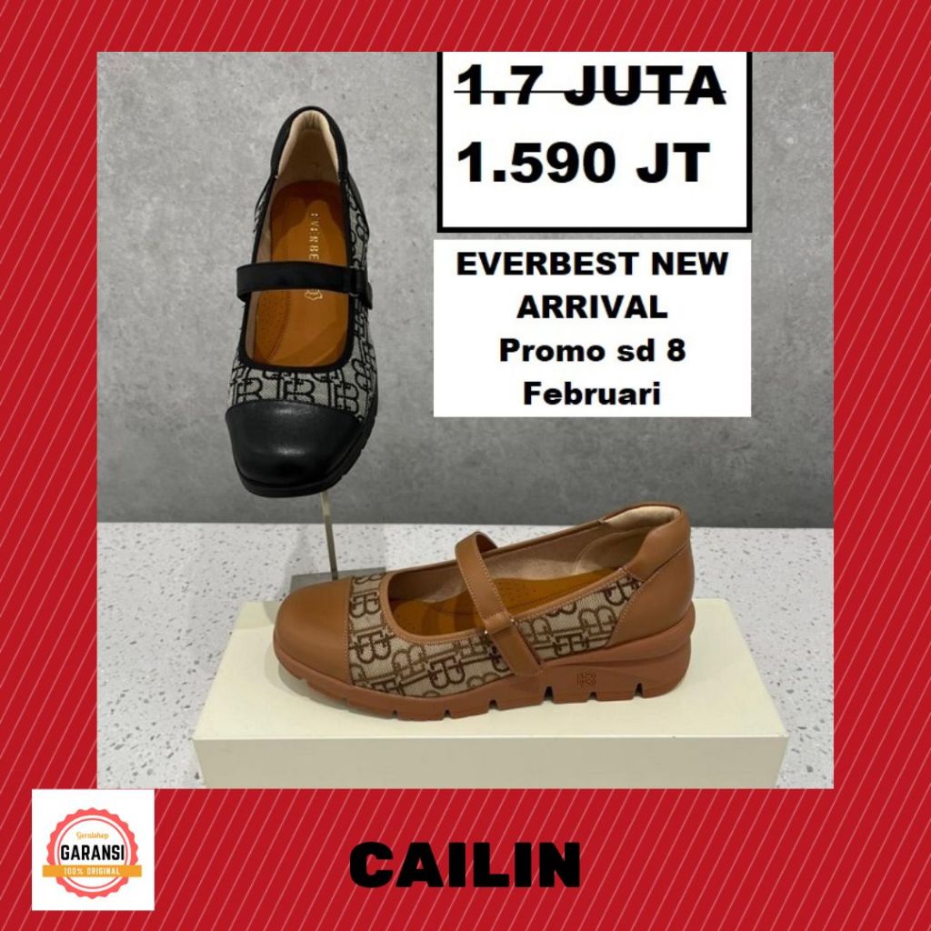 Sepatu wedges wanita perempuan EVERBEST SALE SERI CAILIN 100% ORI