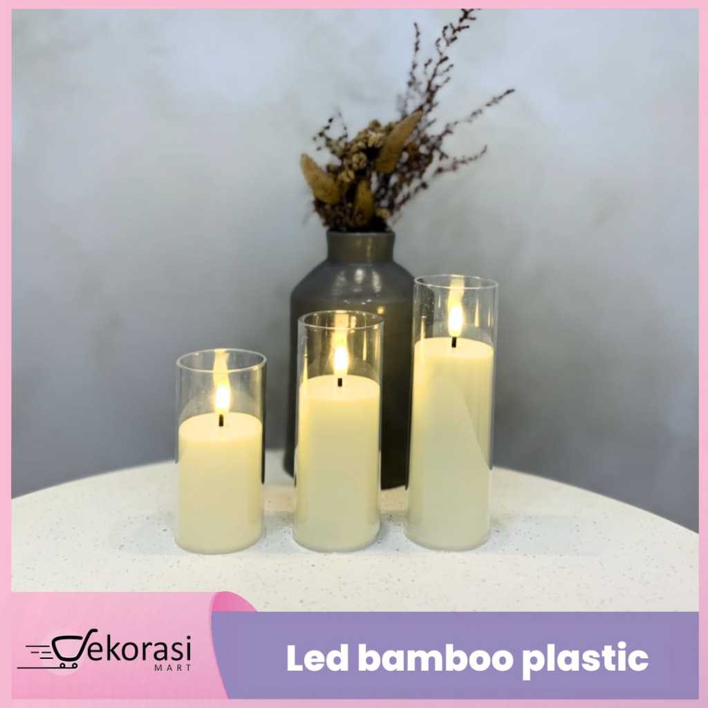 LED Lilin Bamboo Plastic/ Lilin dekorasi / Lilin pajangan / Lilin LED/lilin natal/dekorasi natal/hia