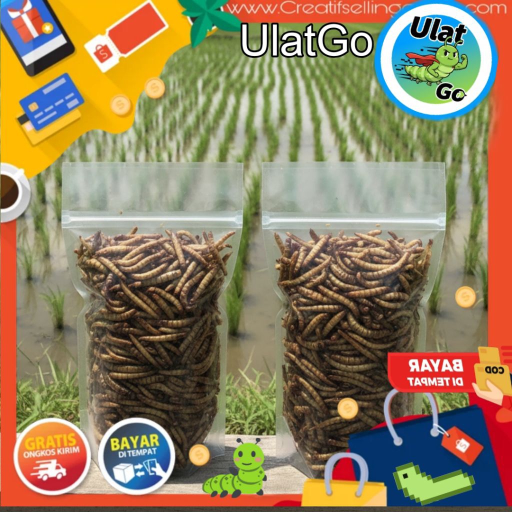 ulat jerman kering pakan burung 100gr