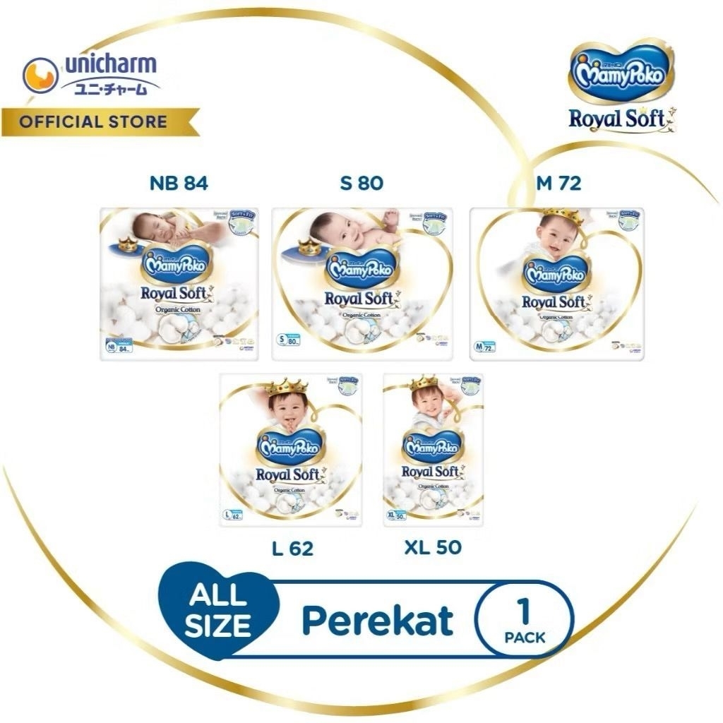 MAMYPOKO ROYAL SOFT PEREKAT ISI SEDANG (NB52 NB62 M56 L48 XL40 XXL32)