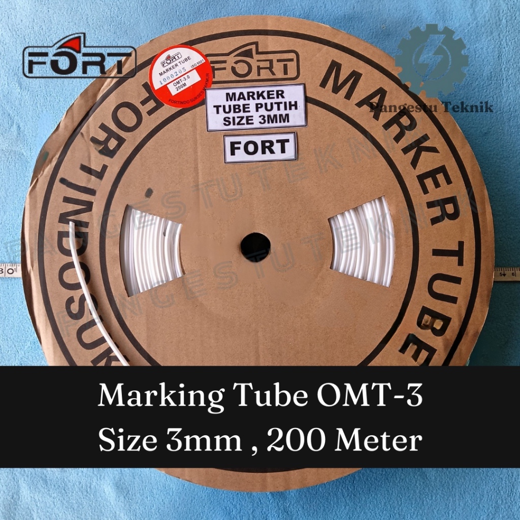 Marker Tube Putih MT-3 / MT 3 Size 3 mm Fort selang marking 200 mtr / OMT 3 KABEL MARKER