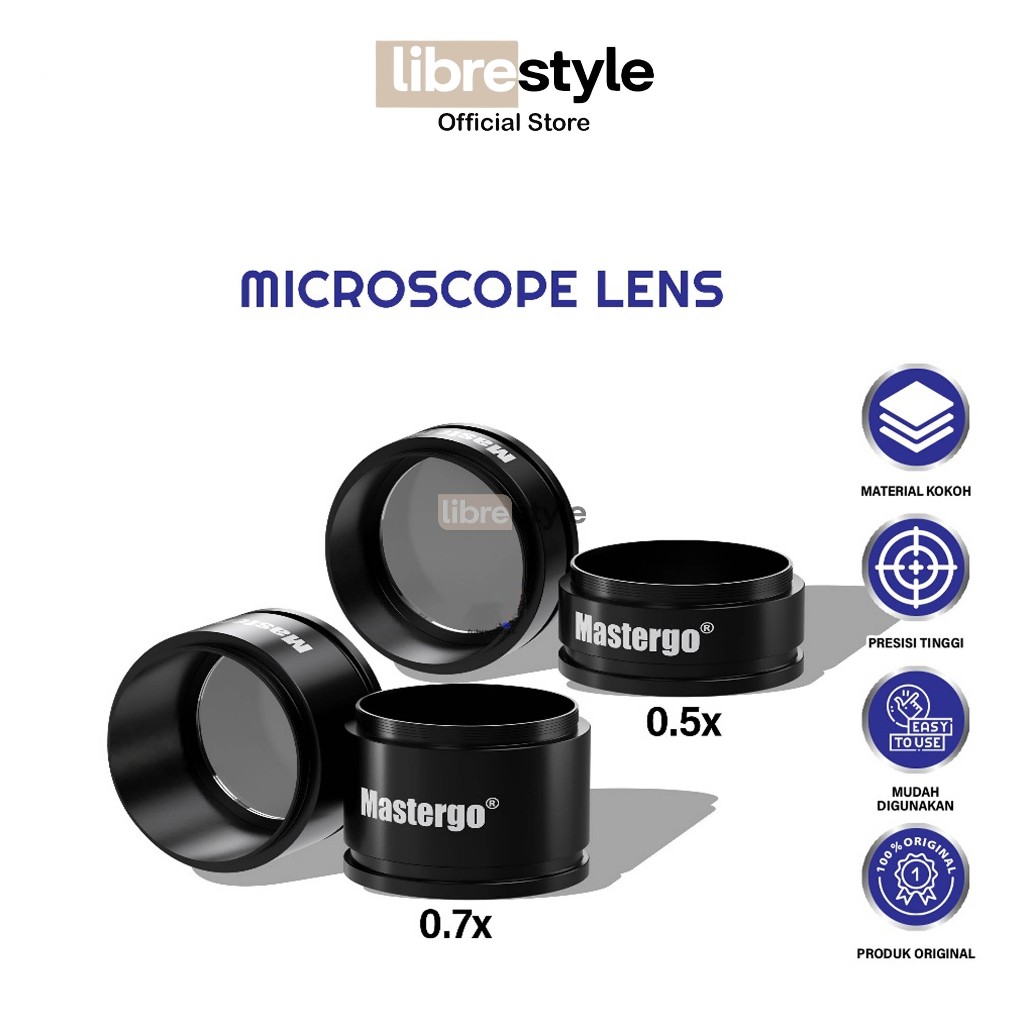 MASTERGO MICROSCOPE LENS LENSA MIKROSKOP 0.5X DAN 0.7X ORIGINAL - LENSA BARLOW MIKROSKOP MASTERGO 0.