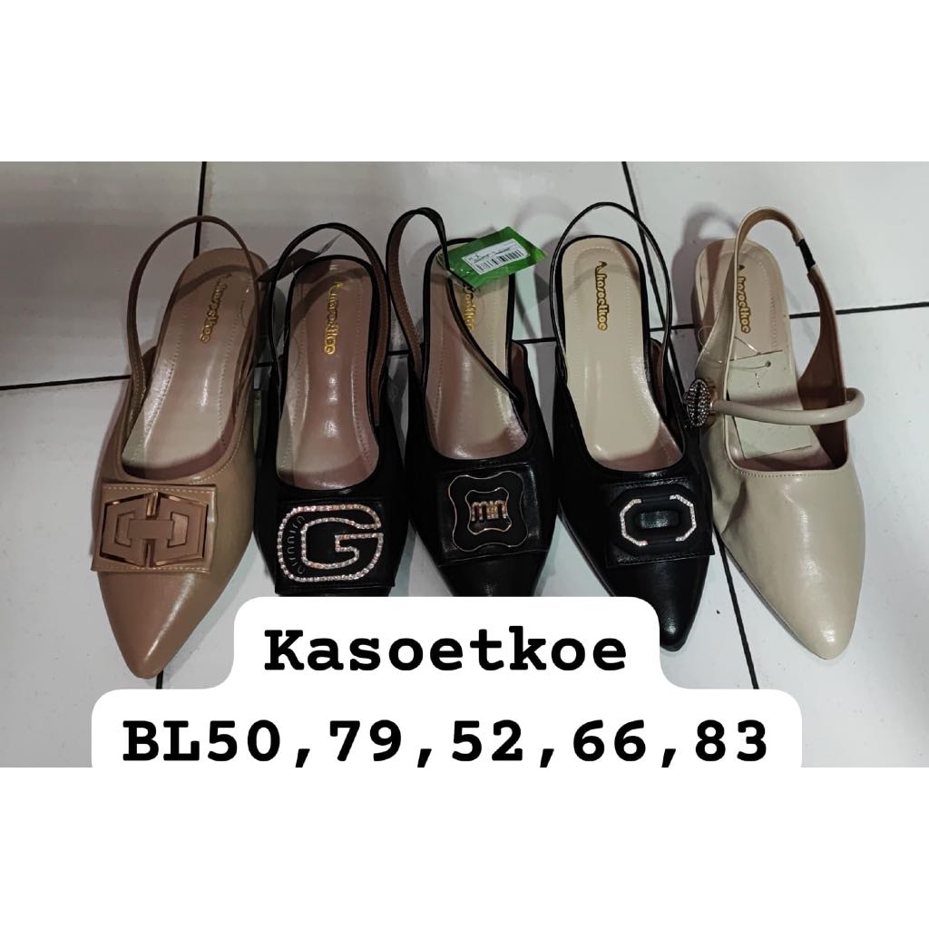 KASOETKOE BL50,79,52,66,83 Sandal Slop Ibu Wanita Perempuan Hak 3cm Model tertutup depan pakai galan