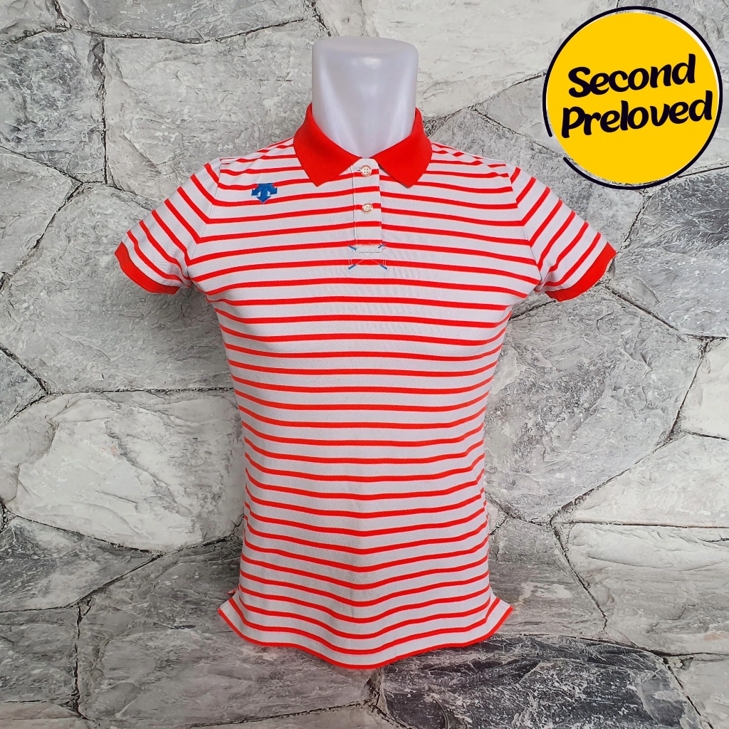 Baju Kaos Polo Wanita / Anak DESCENTE - Size S / LD 44 cm - Original - Used