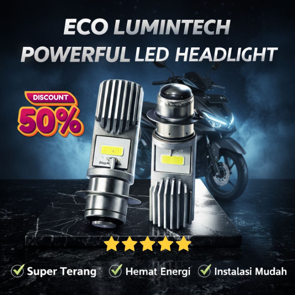 Lampu LED Depan Motor Soket H6 | Putih Terang Fokus | ECO LUMINTECH