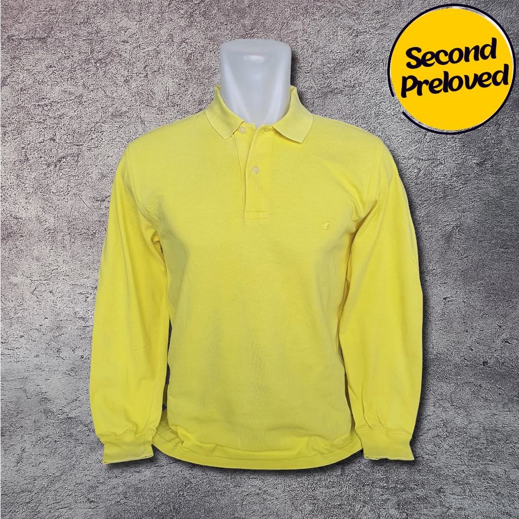 Baju Kaos Polo Panjang GIORDANO - Size S / Lebar Dada 46 cm - Original - Second