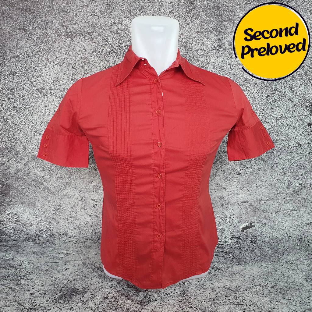 Baju Kemeja Wanita / Anak GUESS Merah - Size S / Lebar 44 cm - Original - Second