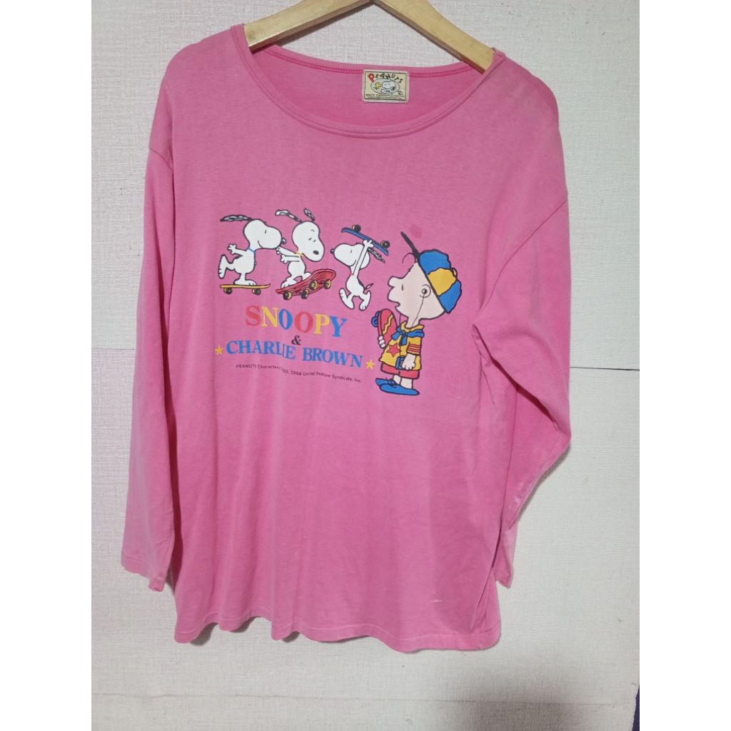 baju kaos lengan panjang peanuts size L fit XL second
