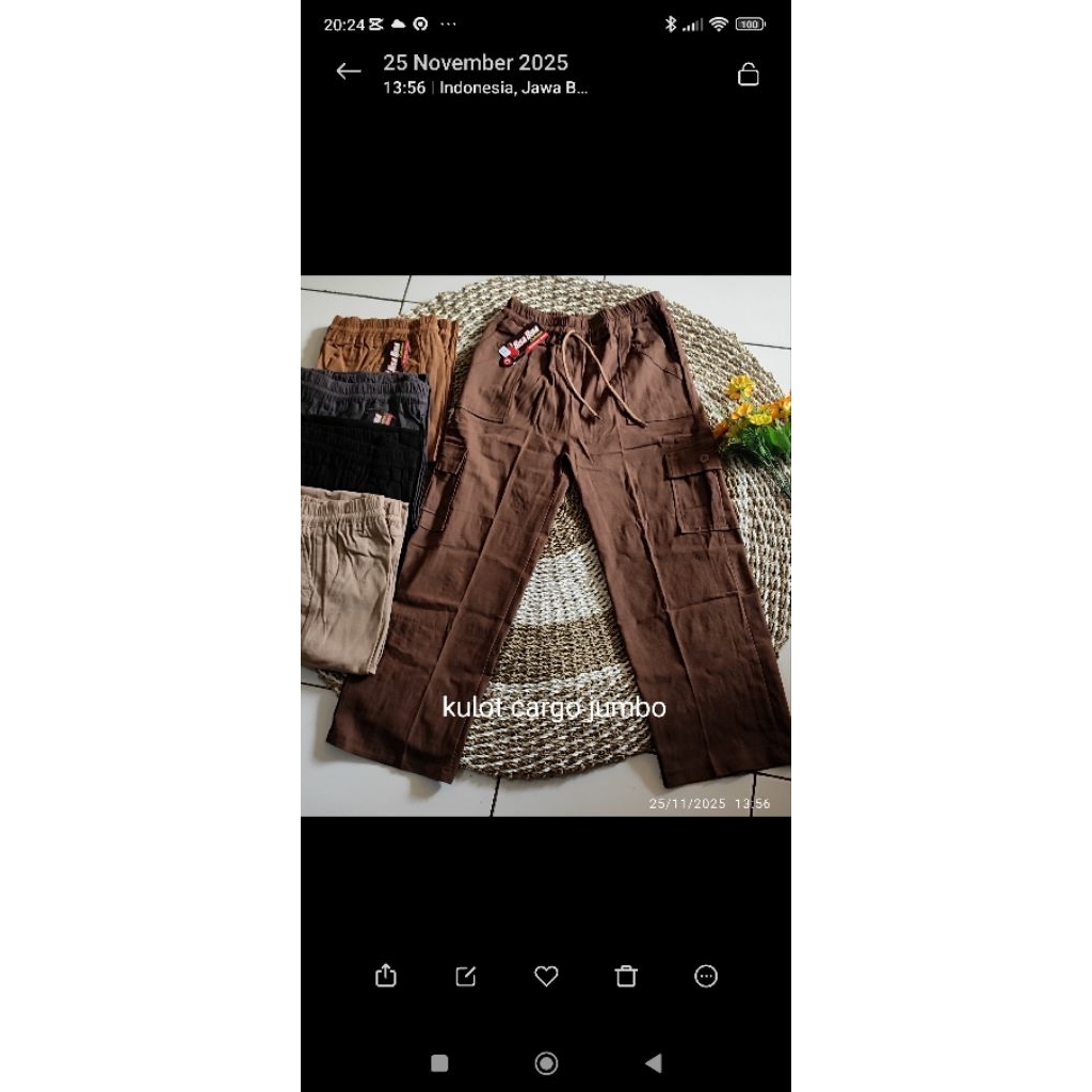 Kulot cargo cewek bahan bengalin