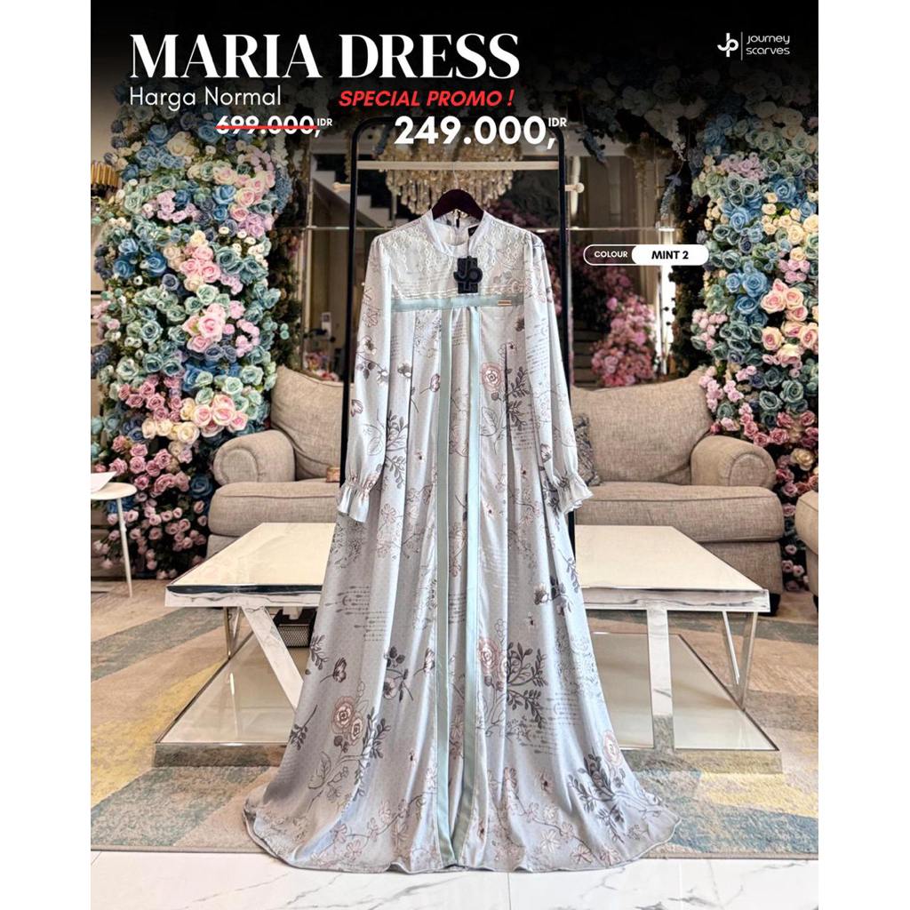 MARIA DRESS BY JOURNEY SCARVES GAMIS LEBARAN MEWAH MURAH