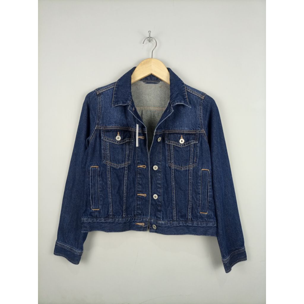 Jaket GU Jeans Global Uniqlo denim Crop Wanita Original_Navy_Like New_Size S-M