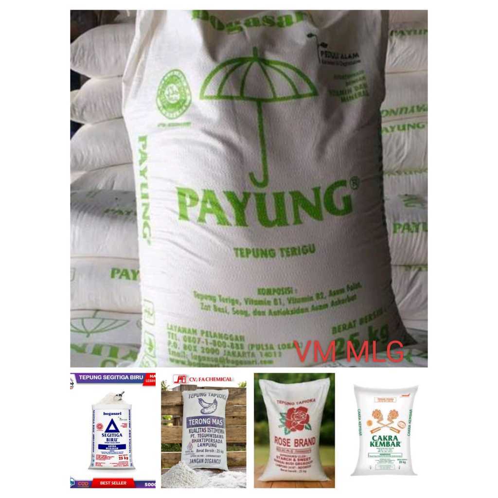 (VM MLG)SEGITIGA Tepung Terigu Tapioka 25kg Untuk Masakan Kemasan Besar