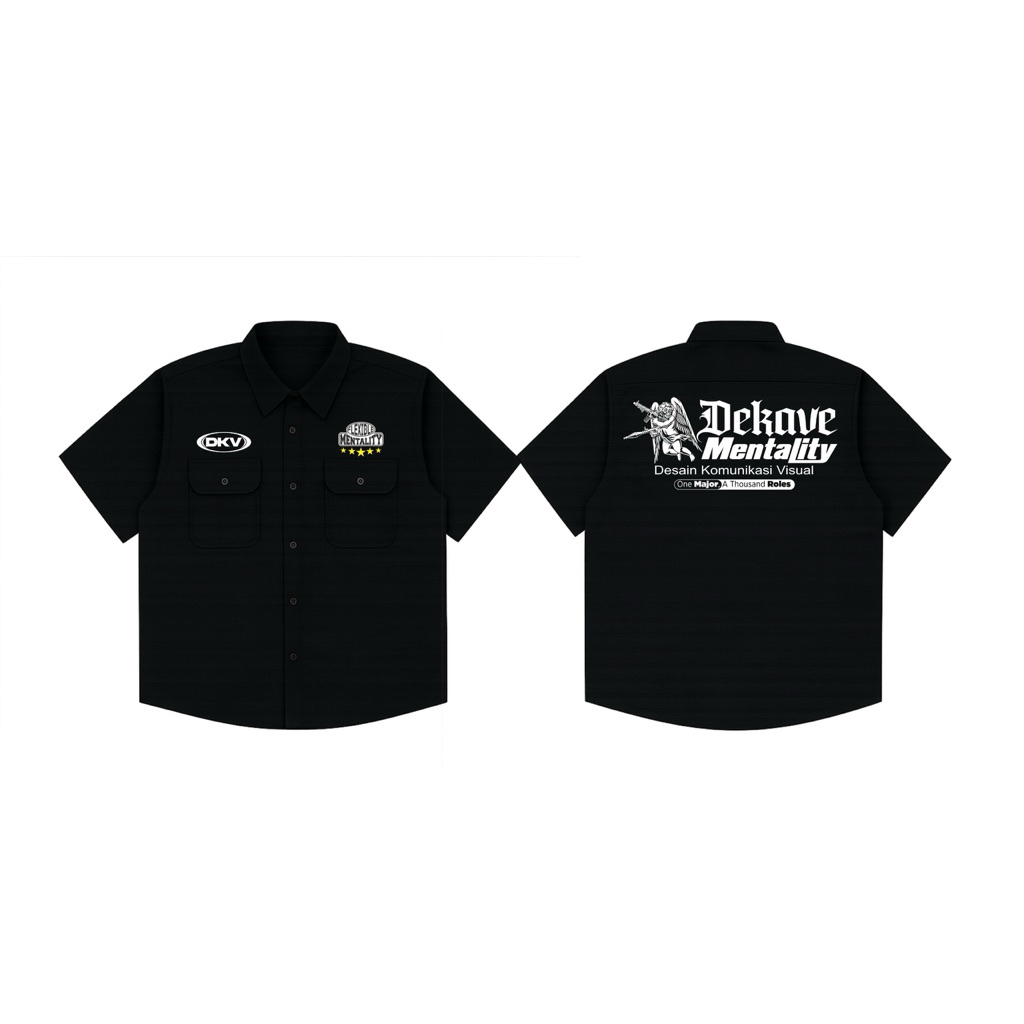 Workshirt Teknik Premium Circle Wear – Baju Lapangan Bordir Nagata Hitam, Jahitan Rapi