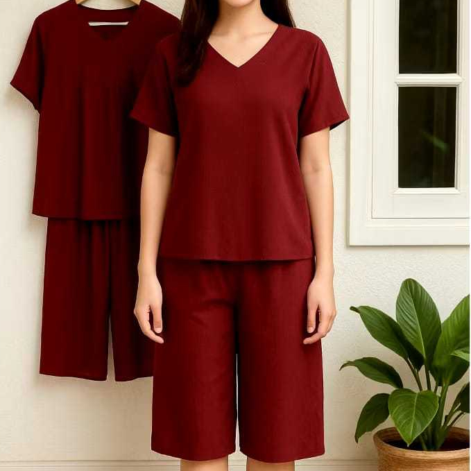 setelan baju wanita setelan baju rumah bahan crinkle nyaman dipakai