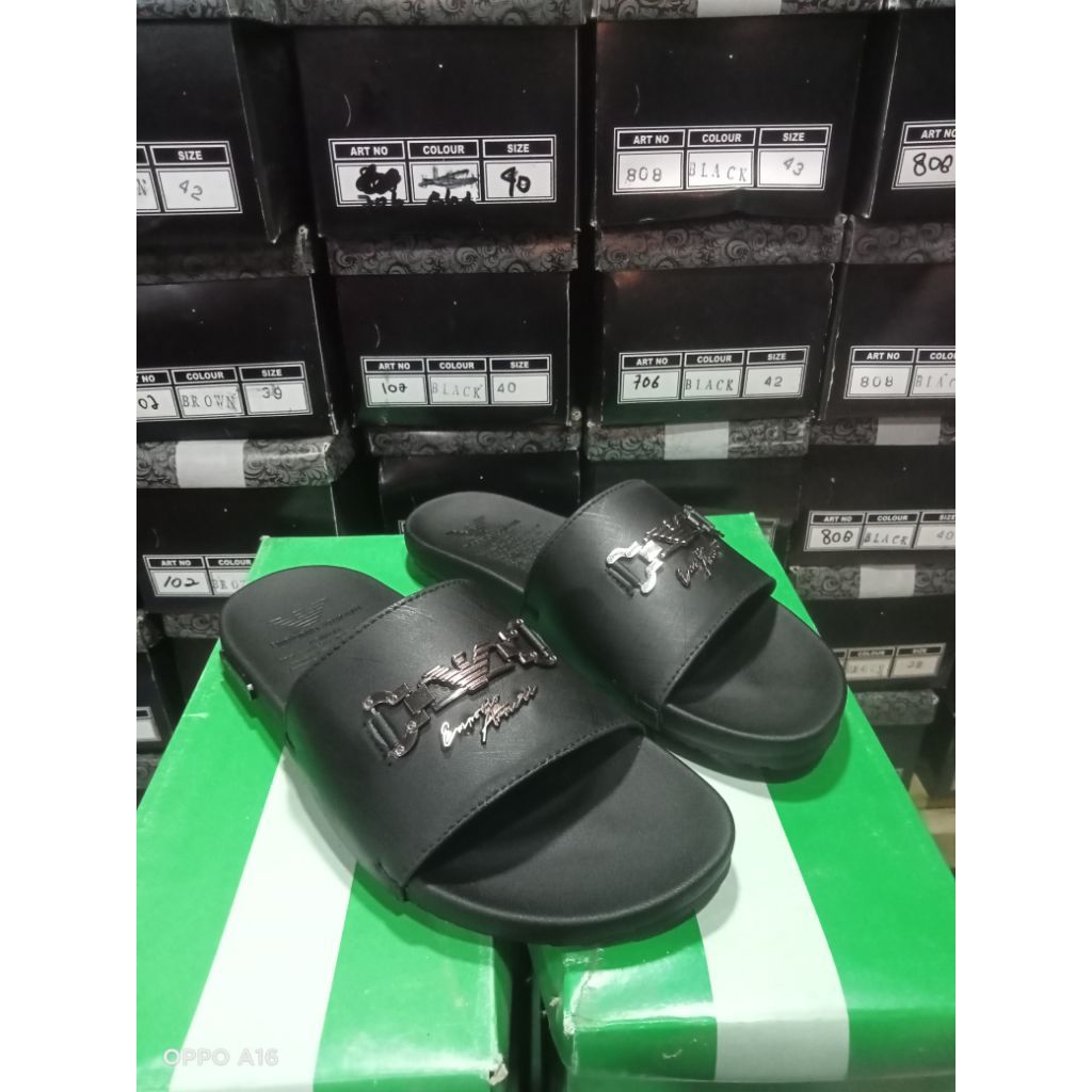 sandal slop pria sendal emporio armani