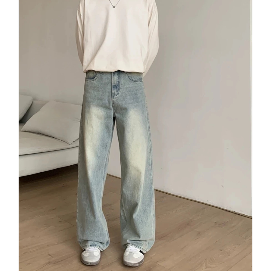 Celana Gombrong Jeans Pria Panjang Korean Style Baggy Pants Jens Kulot Jumbo Cowok  Baggy Jeans Pria