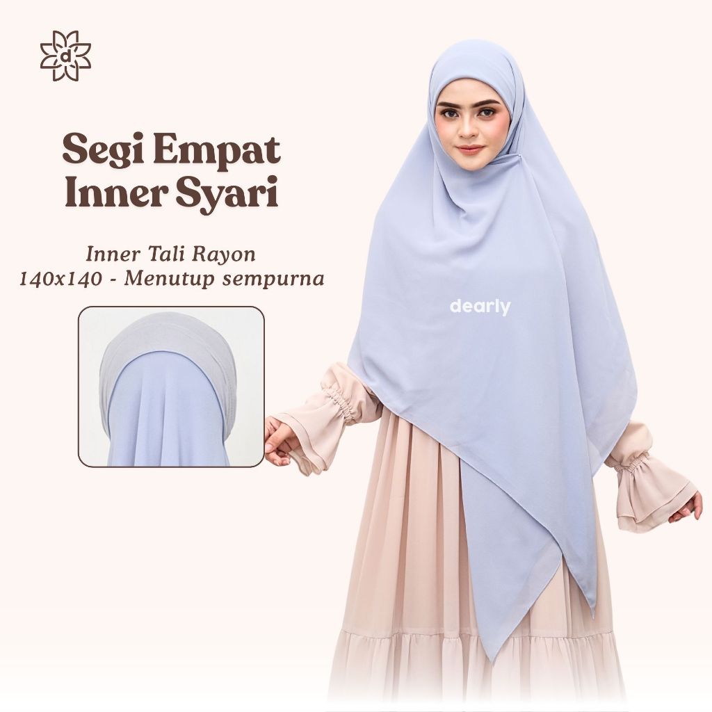 Segi Empat Inner Jumbo 140x140 Hijab Instan Syar'i  Inner Tali Ceruty Babydoll 2 Layer - Kanaya