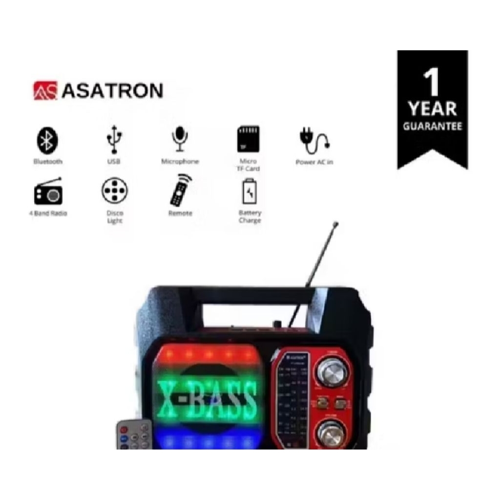 Radio Speaker Besar ASATRON AC/DC HT 2703 BT/SD CARD Usb Senter Besar Karouke