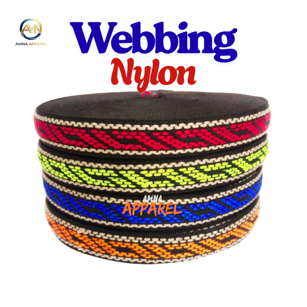 Bisban Motif Tampar Nilon Lebar 2,5 cm Panjang 27 m Tahan Lama 4 Warna