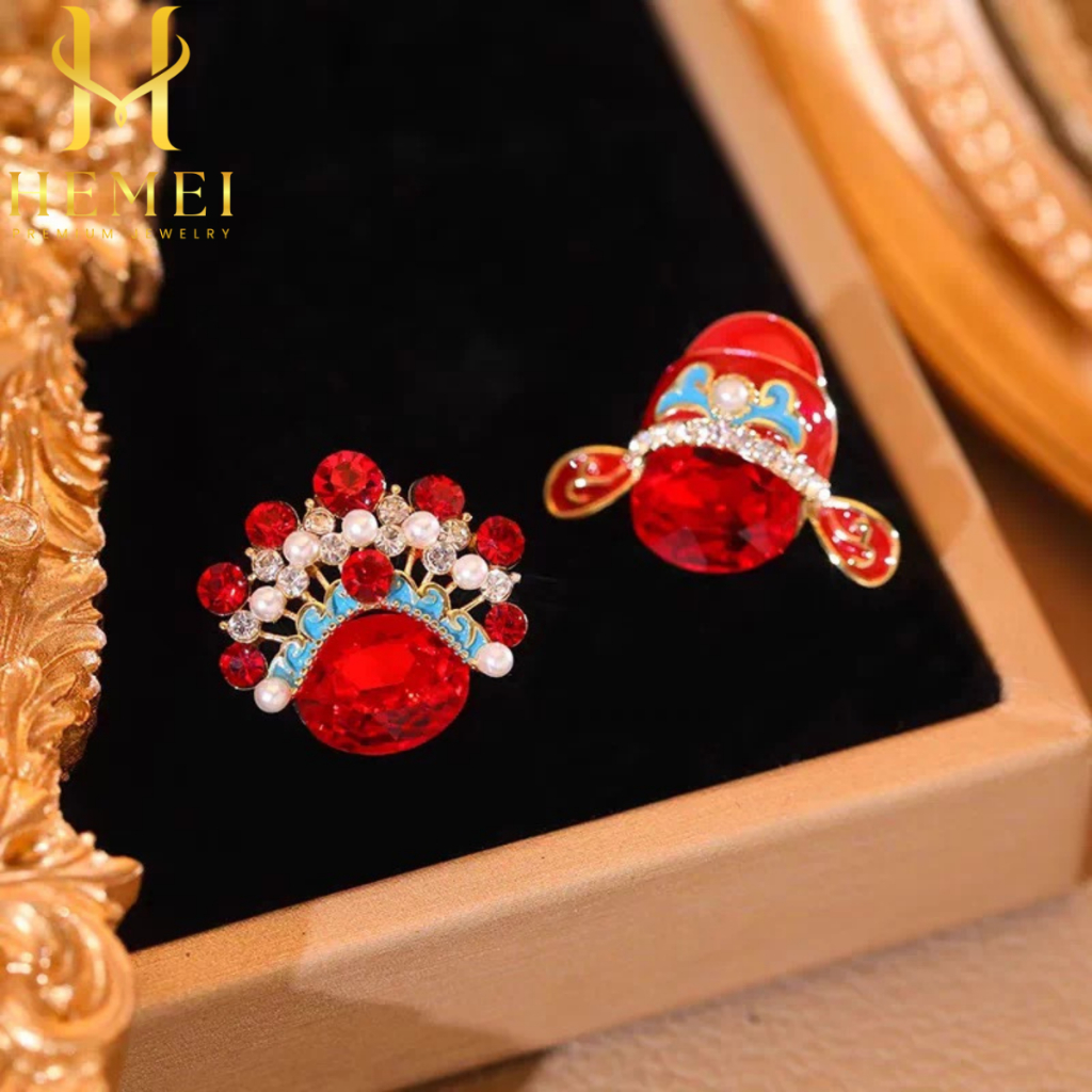 HEMEI E04 ANTING TOPENG OPERA PEKING CNY ANTING MERAH NUANSA IMLEK CNY ANTING FASHION WANITA