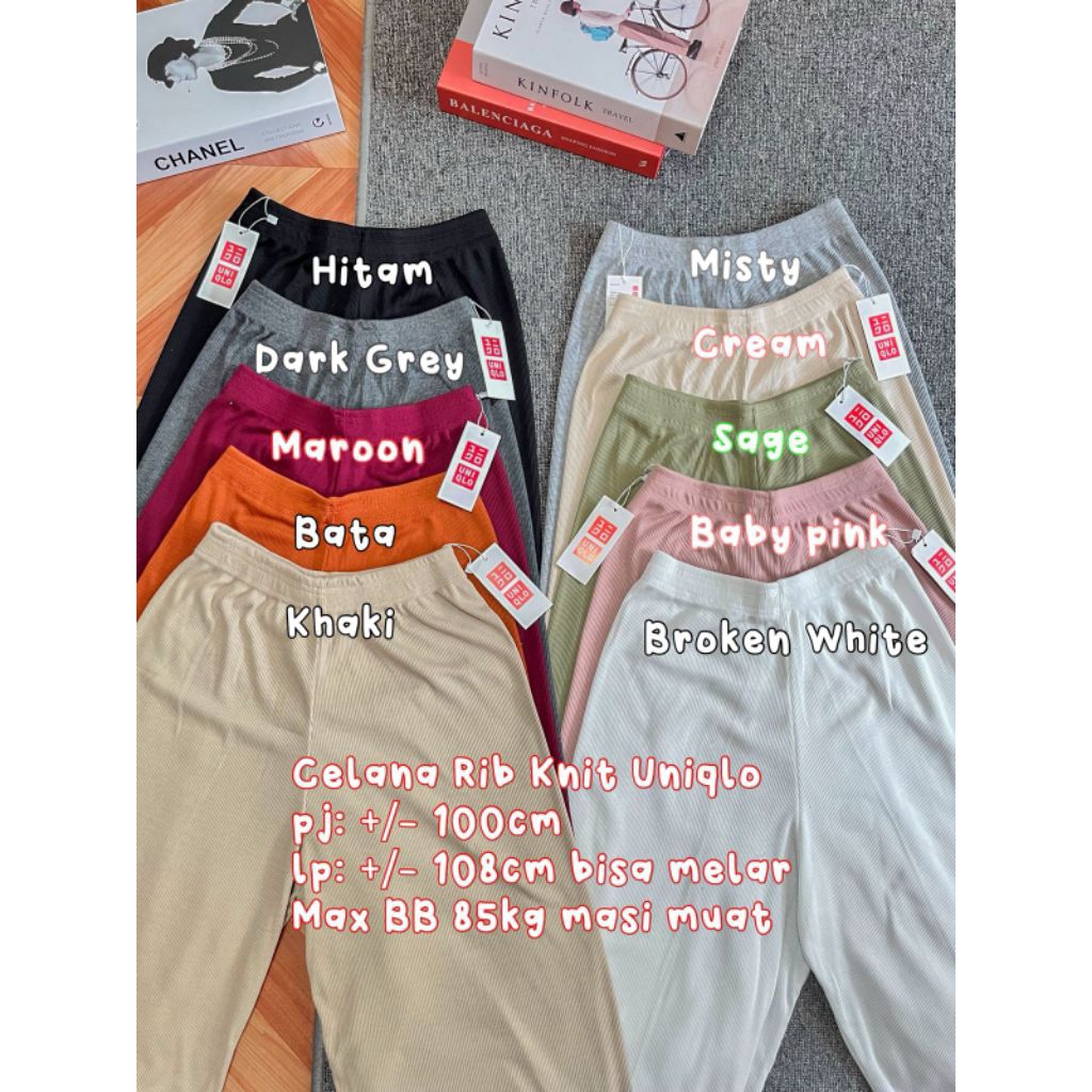 Celana knit rib tag uniqlo