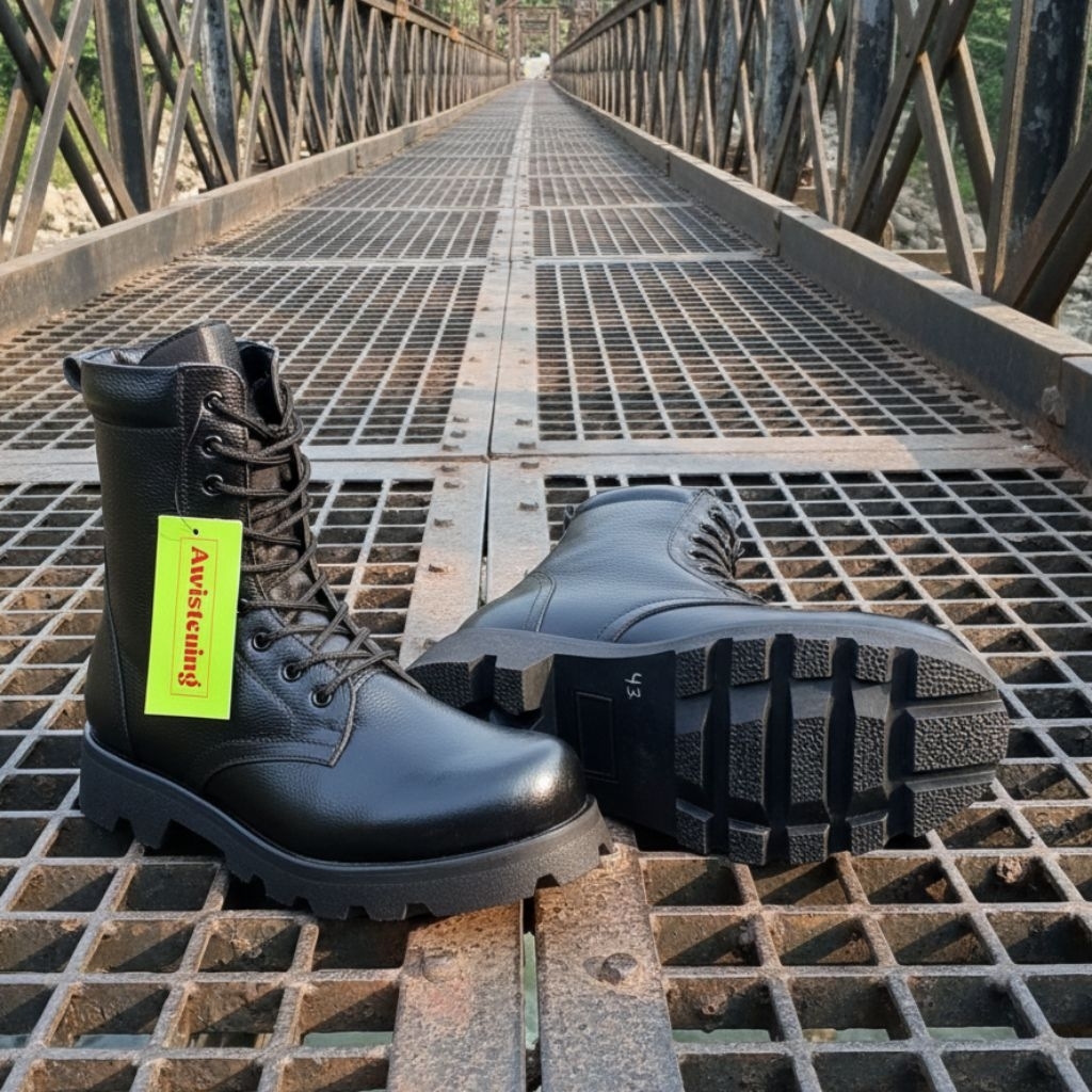awisteuing sepatu PDL bintik jeruk TNI POLRI SECURITY kulit pemium ankle boots