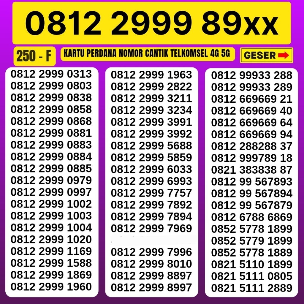 Nomor Cantik Simpati Telkomsel 4G 5G Kartu Perdana Telkomsel Simpati Nocan Simpati Nomer Cantik Telk