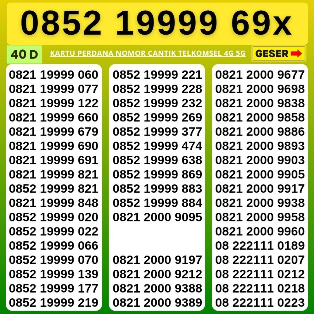 Nomor Cantik Simpati Telkomsel 4G 5G Kartu Perdana Telkomsel Simpati Nocan Simpati Nomer Cantik Telk