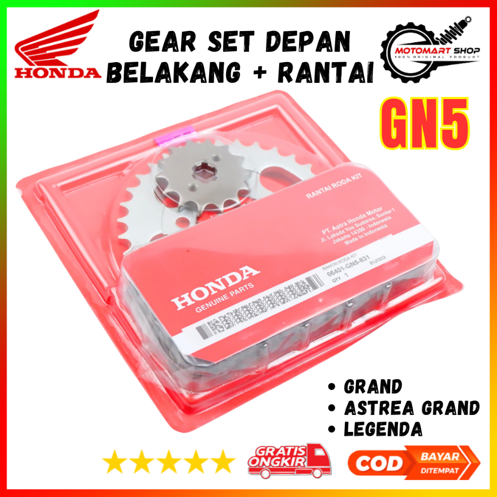 Gear Set Honda Grand Ori / Gir Set Astrea Grand / Paket Rantai Legenda - 06401-GN5-900