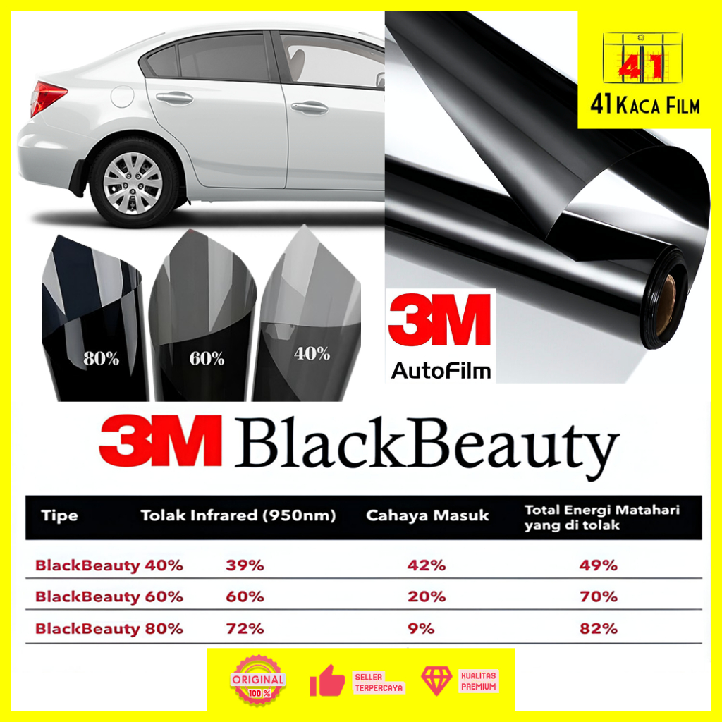 KACA FILEM MOBIL 3M BLACK BEAUTY 40% 60% 80% , KACA FILEM ANTI PANAS