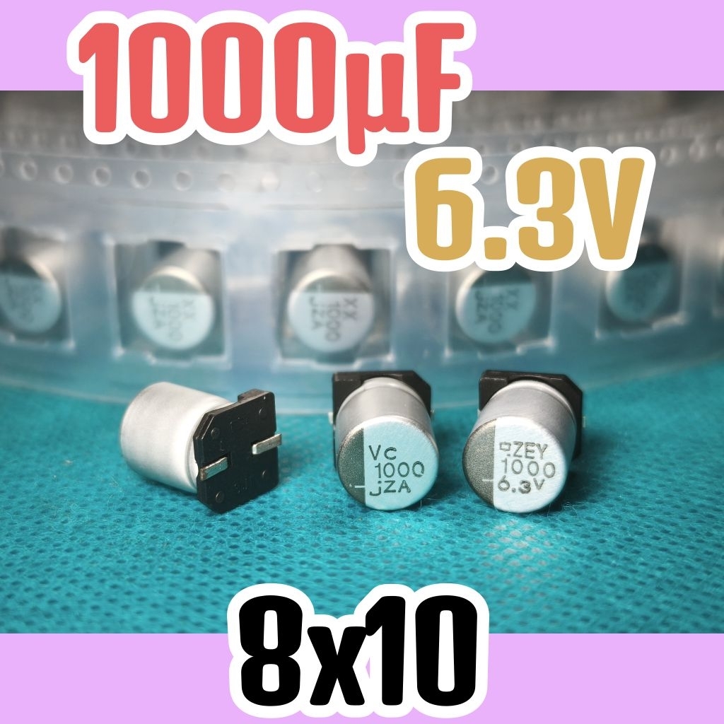 Solid kapasitor capasitor elko elco SMD 6,3v 6.3V 1000uf 6.3v 1000 uf 6,3 v 6.3 volt 1000uF 8x10 jZA