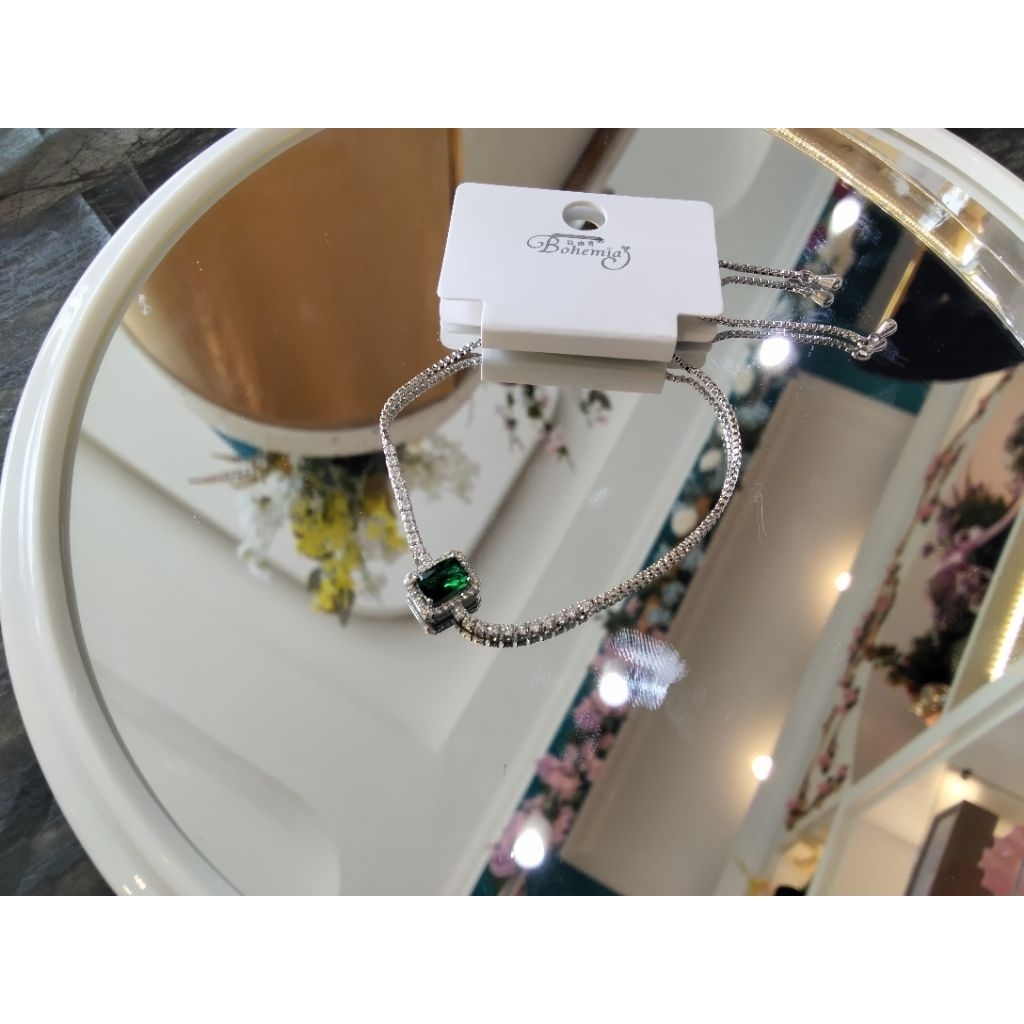 GELANG BOHEMIA BATU ZIRCON HIJAU FASHION WANITA ELEGAN 100% PREMIUM