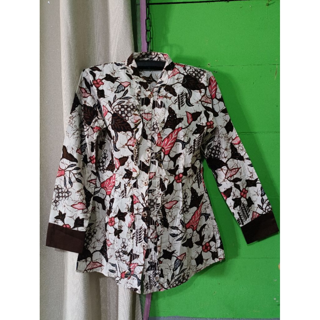 PL Atasan Batik Slimfit Wanita | Atasan Batik Formal Wanita Slimfit | Atas Batik Wanita Coklat Forma