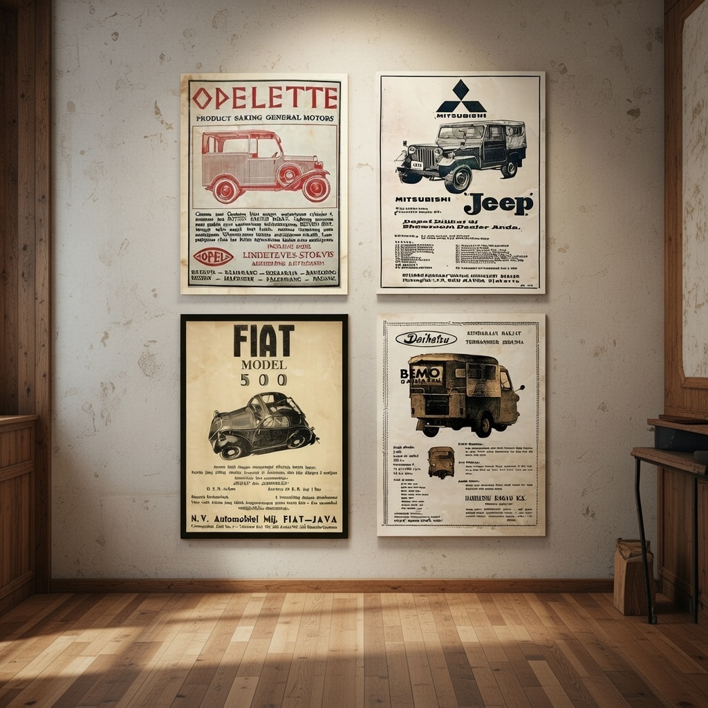 Koleksi Hiasan Dinding Vintage Iklan Mobil Indonesia Poster jadul