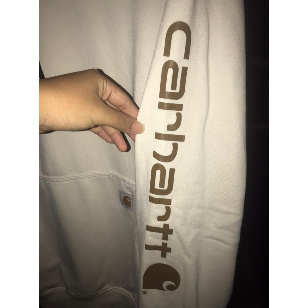 hoodie carhartt spellout maltwhite