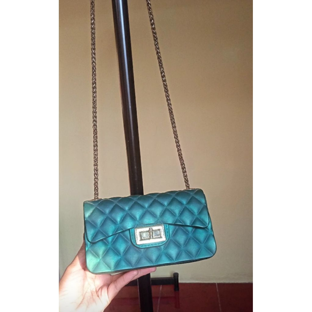 351. obral Sling bag jelly hijau botol (baca deskripsi)