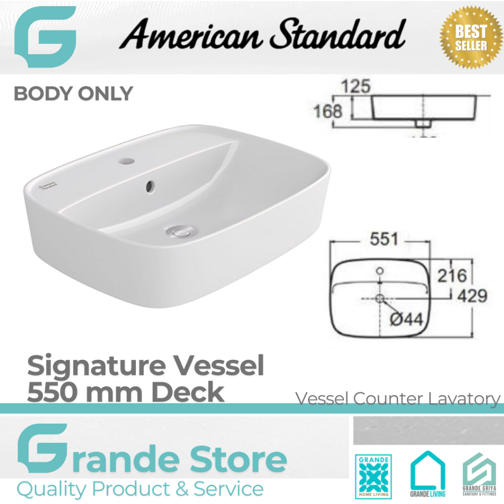 American Standard Wastafel Meja Signature Vessel With Deck