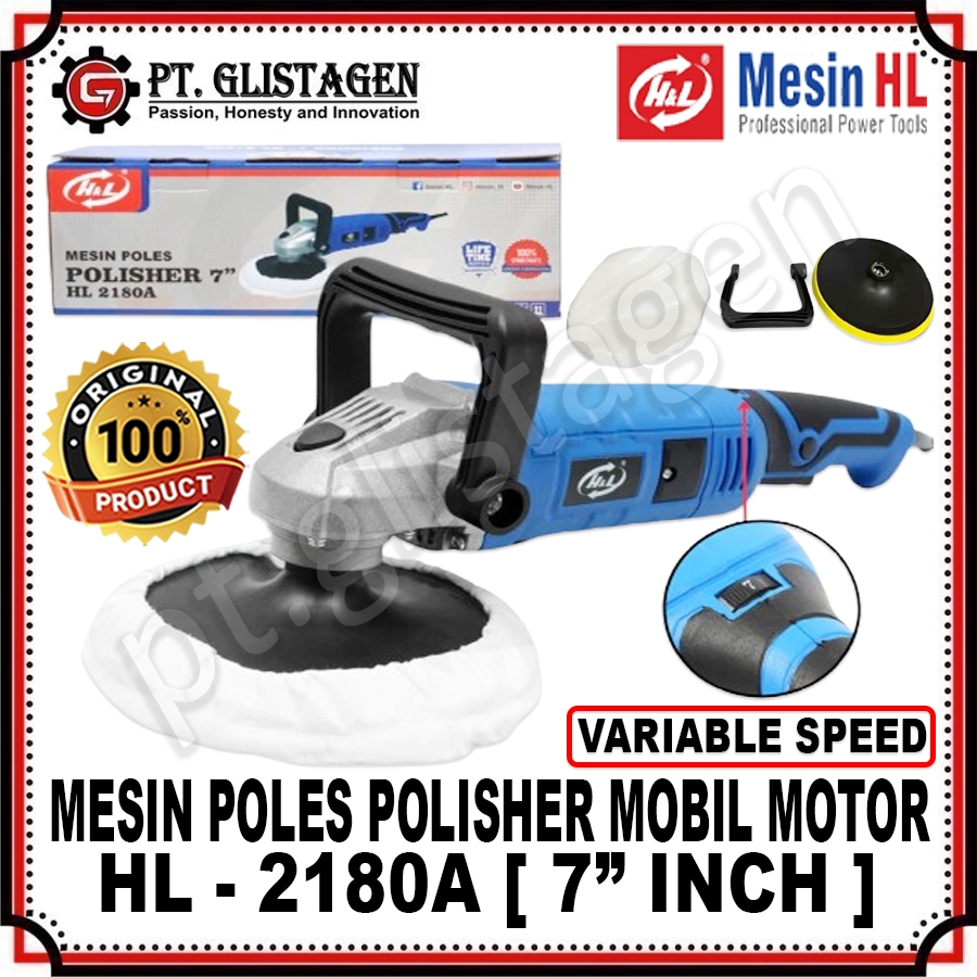 HL-2180A Mesin Poles Polisher PANJANG Mobi Mobil 7" Inch VARIABLE SPEED Mesin Poles Poliser Mobil Mo