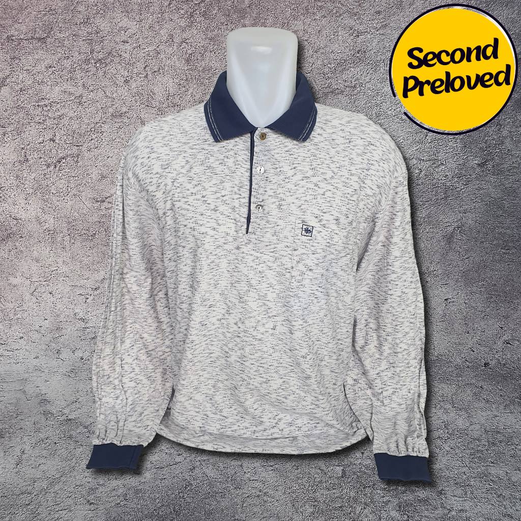 Baju Kaos Polo Panjang PIERRE BALMAIN - Size XXL / Lebar Dada 60 cm - Original - Second