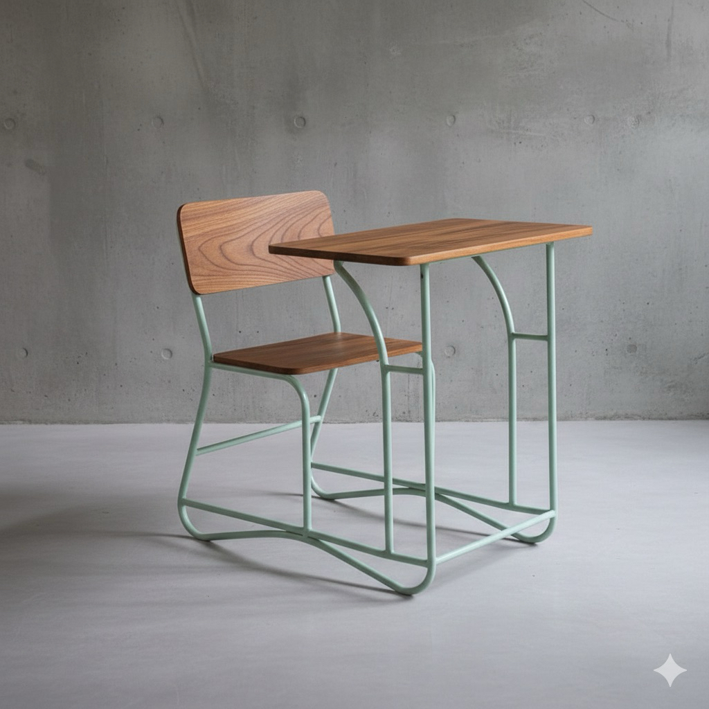 Meja Kursi Sekolah Industrial Vintage – Student Desk Retro