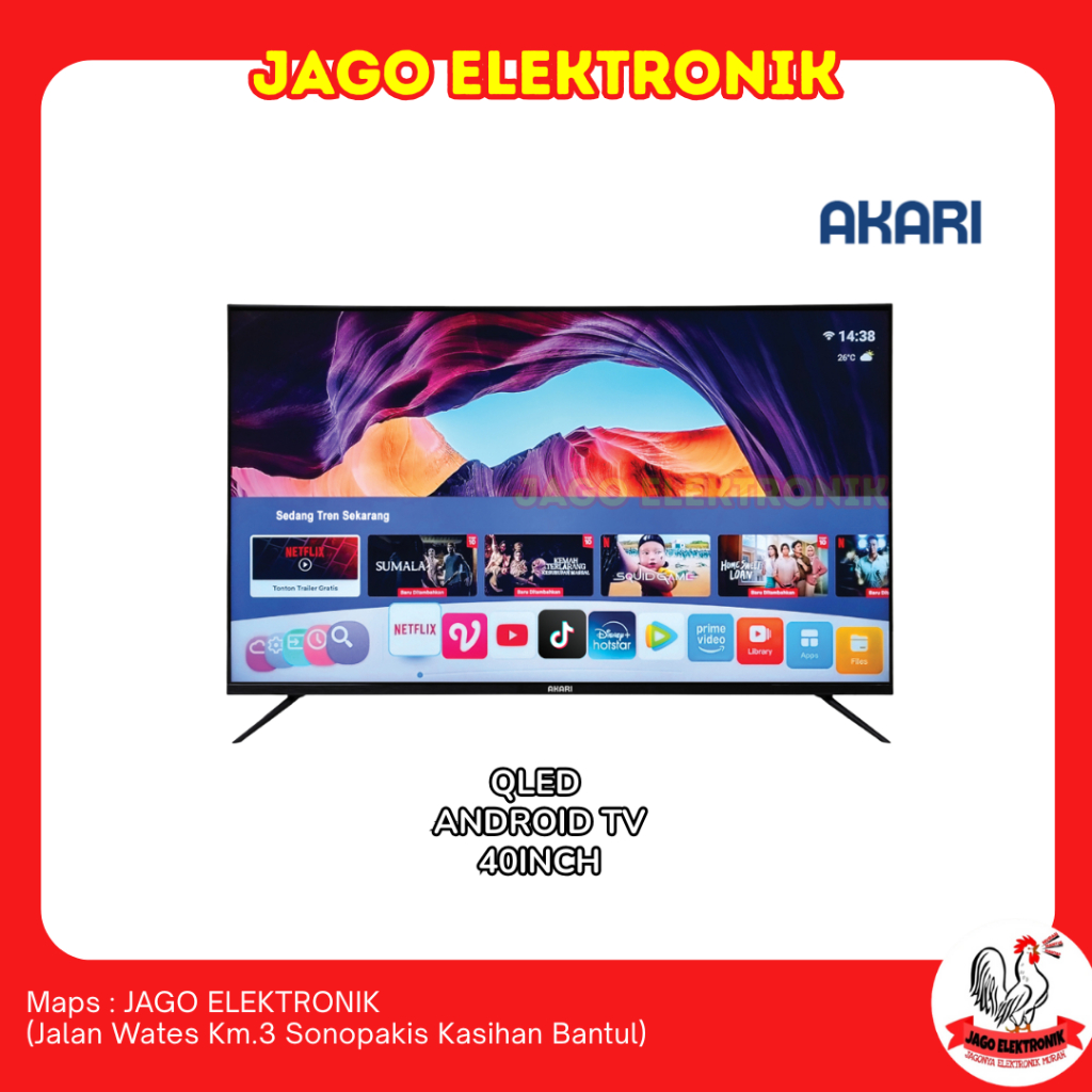TV AKARI QLED Smart TV 40" Akari AT-Q40X5 QLED SMART WHALE OS BERGARANSI RESMI