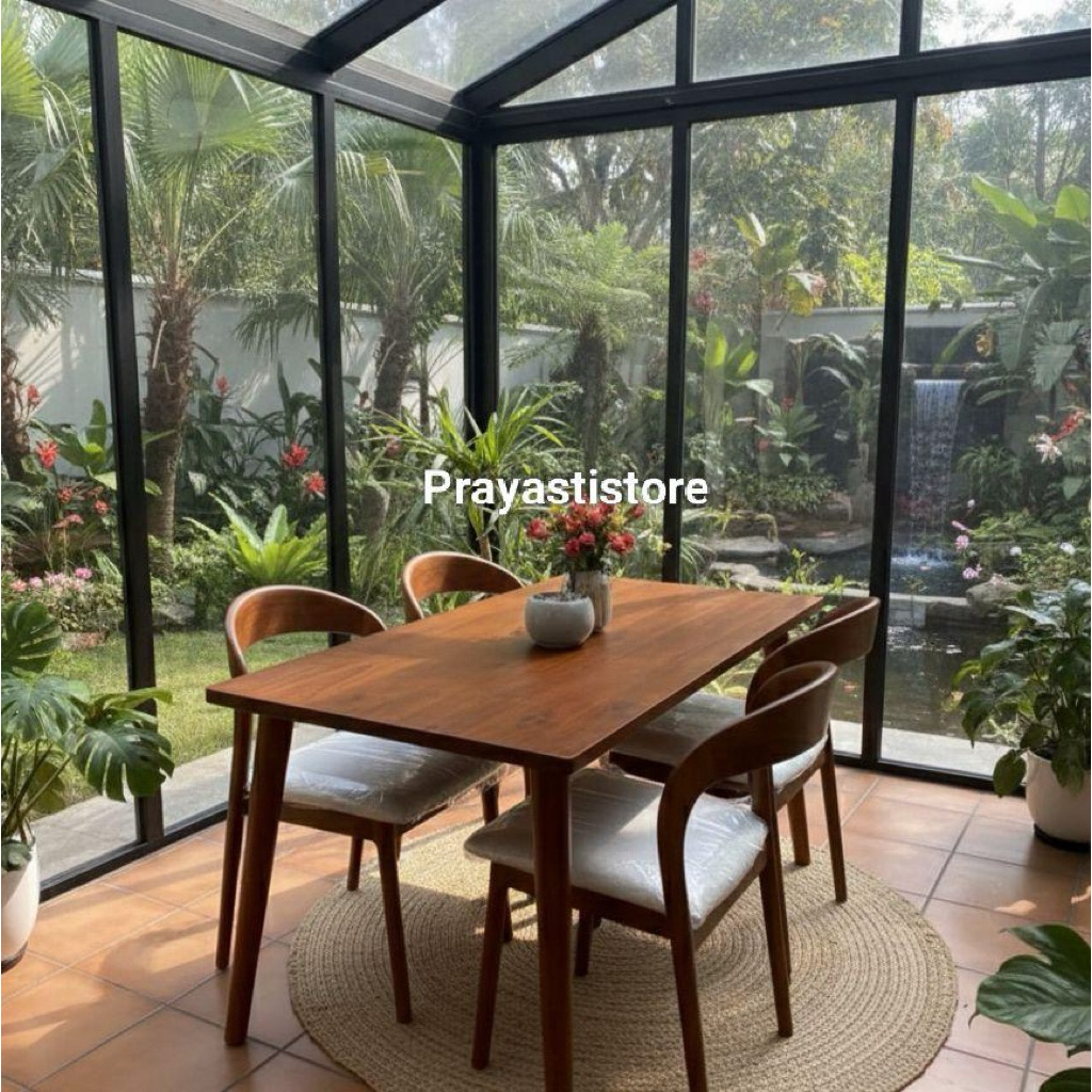 Meja Makan Minimalis Jati Meja Makan 4 Kursi Lengkung Jati Set Kursi Makan Model Sendok Jati