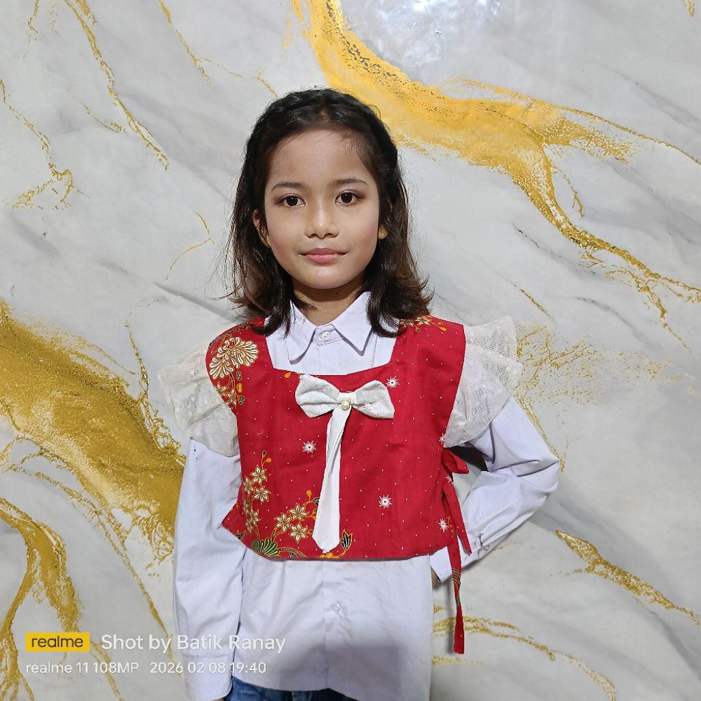 rompi batik anak bolak balik/rompi dua motif batik dan polos