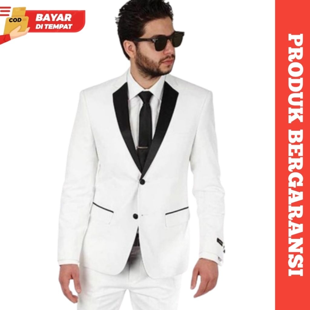Jas Formal Pria Putih Stylish Blazer Casual Keren Slimfit Premium