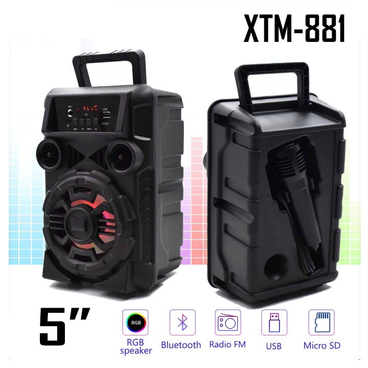 Speaker Karaoke Bluethoot Led Display Plus Mic Portabel 5 Inch High Peformance Extra Bass XTM-881