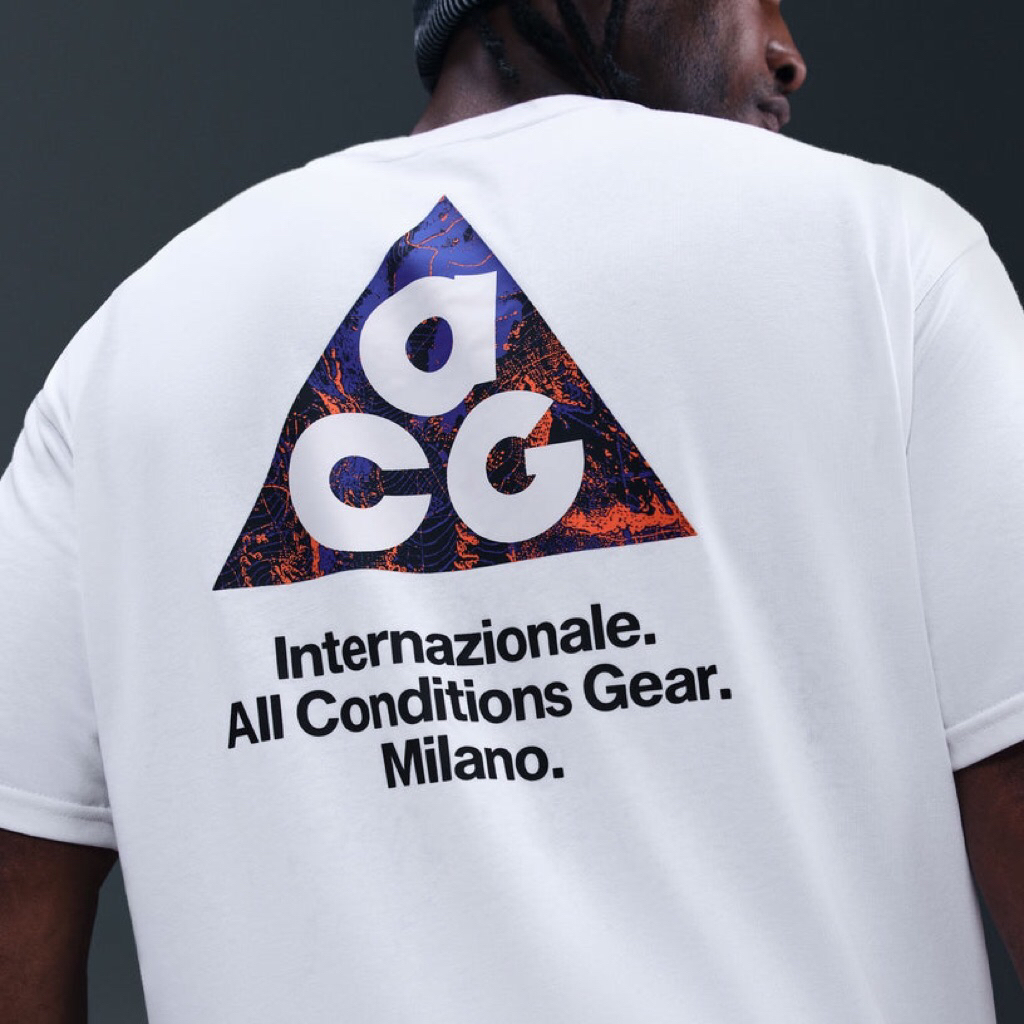 NIKE X INTER MILAN ACG SOCCER TEE Size S M L Xl  Bnwt Safety White T-Shirt  63% polyester/ 37% cotto