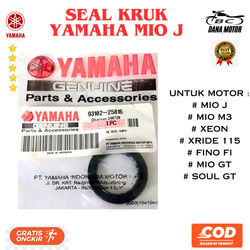 Seal Kruk Mio J Ori / Sil As Kruk Mio Gt / Sil As Kiri Yamaha M3 Ori Premium - 93102-25816